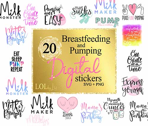 Breastfeeding and pumping sticker pack.