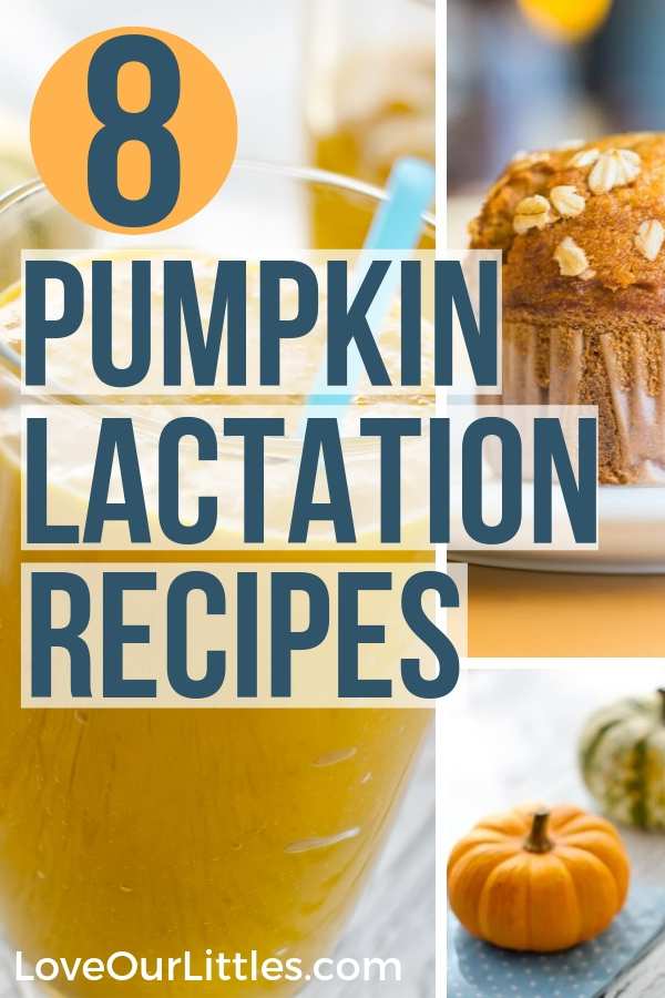 pumpkin lactation recipes pin for pinterest with photos of pumpkin recipes in the background.
