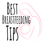 Text reads "Best breastfeeding tips". Background is a pink outline of a mother breastfeeding.